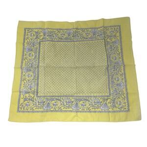 Vintage Unbranded Floral Cotton 19" X 22" Handkerchief Bandana Yellow Gray